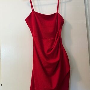 Short red slit dress